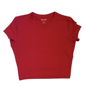Hollister |Women’s Vibrant Red Crop Soft Stretch Seamless Fabric Tee- Size -XXS